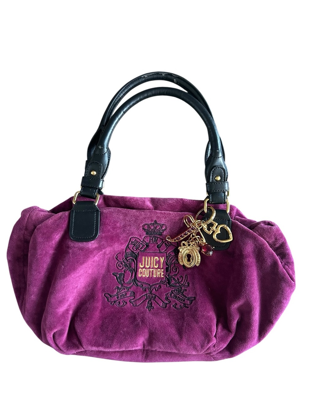 💜✨ Juicy Couture Velour Charm Satchel Handbag – Y2K Vintage Style ✨💜